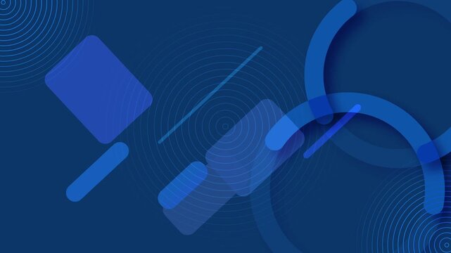 Abstract geometric background with overlapping translucent circles rounded rectangles animation