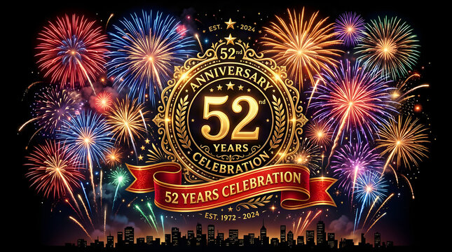Fifty two years anniversary celebration with fireworks display
