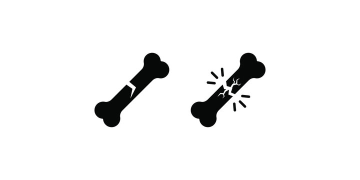 Broken bone and fracture vector icons on transparent background.