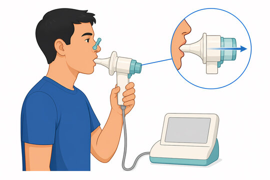 Spirometry airflow volume test equipment illustration