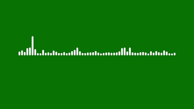 White music waveform motion graphic with changing sound frequencies and animated equalizer lines on a green screen background, useful for compositing, and audio visuals 4k
