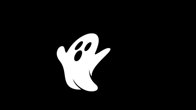 Ghost hand Halloween icon with spooky white silhouette isolated on black background.