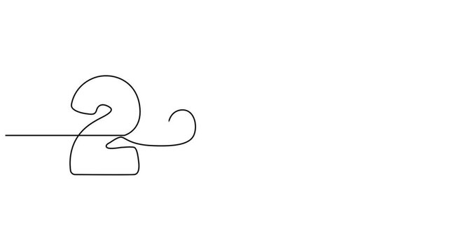 2027 new year continuous line art clip self drawing animation on white black background. single one line art written outline sketch illustration 2027 year numbers video.