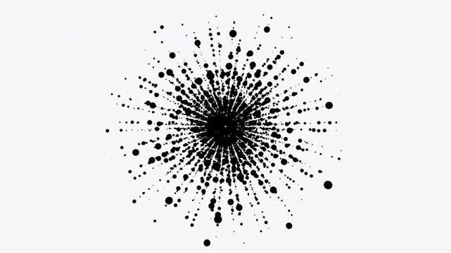 An abstract black ink splatter and blob burst animation expands outward against a light background, providing a dynamic visual effect for artistic transitions and graphic reveals.