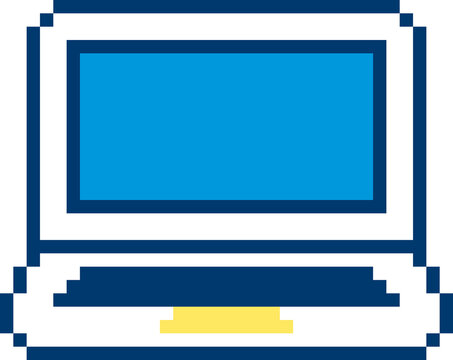 Laptop Pixel Art Icon, Cute Computer Device Business Technology