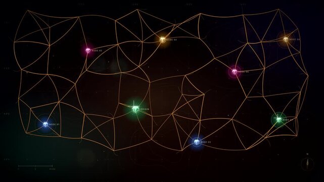 Organic Golden Vein Network Optimizing Route on Dark Map, Pathfinding Loop