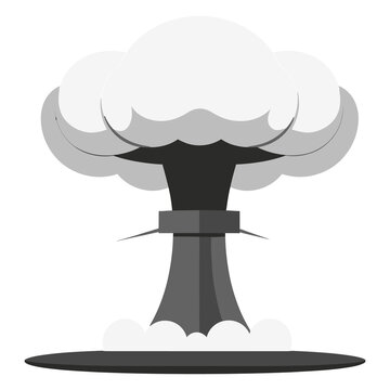 Nuclear explosion mushroom cloud icon representing danger and destruction with atomic bomb