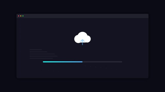 Digital interface showing a software system update progress bar with a percentage indicator on a clean white window for technology concept