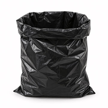 Black woven plastic refuse bag for trash