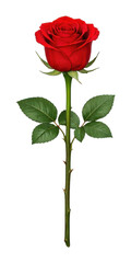Fototapeta premium PNG Elegant red rose on stem.