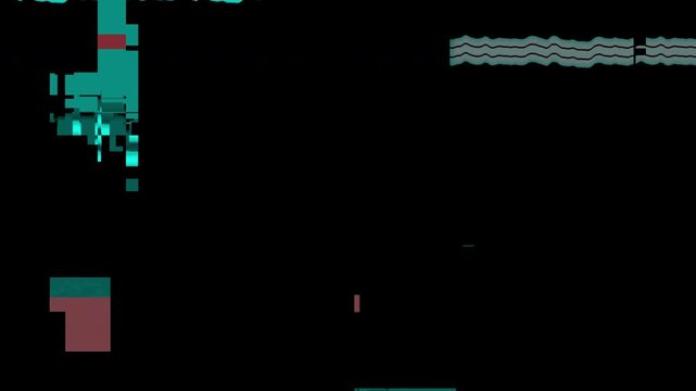 Distorted glitch transition showing damaged pixel blocks and choppy stop motion cuts