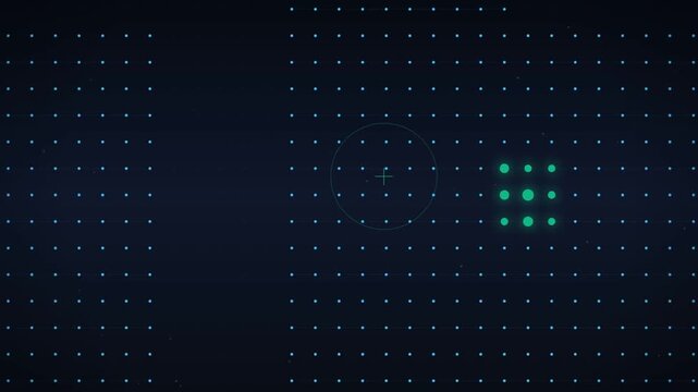 Grid pattern background with glowing points and plus icon
