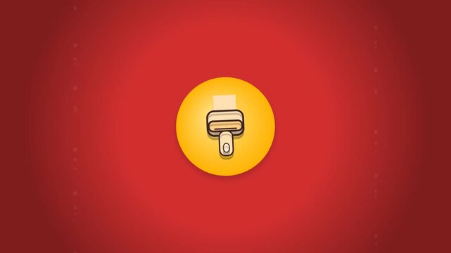 Vector icon of a paint roller on a red gradient background