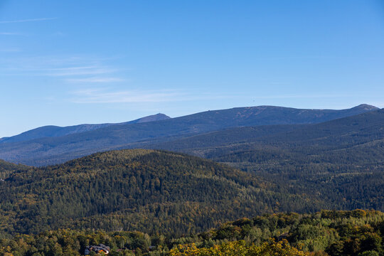 Karkonosze, Giant Mountains, a mountain range located in Poland and the Czech Republic. Mountain landscape.