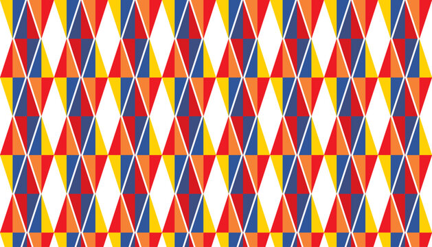 Colorful Geometric Diamond Pattern with Red Yellow and Blue Abstract Shapes