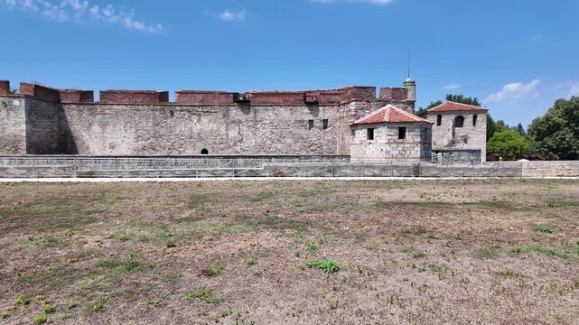 Amazing view of Baba Vida Fortress at the coast of Danube river in town of Vidin, Bulgaria