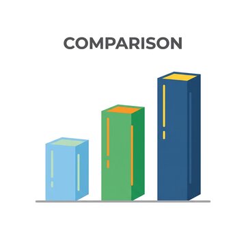 Comparison bar chart data visualization vector graphic showing growth and analytics metrics
