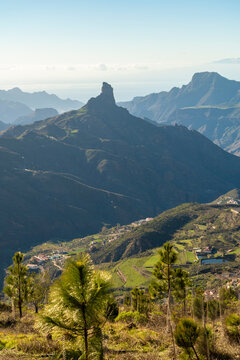Majestic Roque Bentayga overlooking a mountain valley