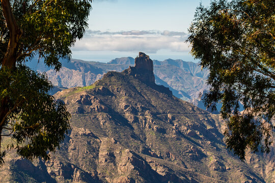 Scenic view of Roque Bentayga mountains in Gran Canaria