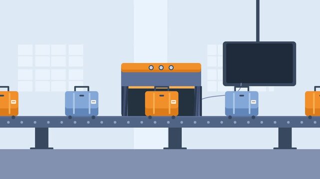 Automated robotic arm assembly line animation in factory