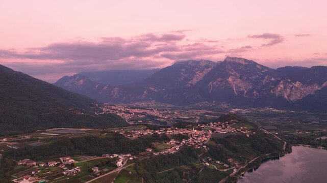 Alpine valley and mountain landscape near Tenna and Levico Terme