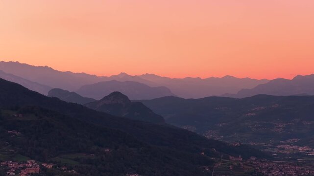 The Alps above Pergine Valsugana at sunset