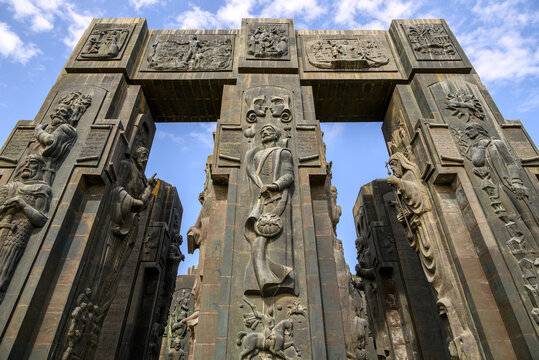 Chronicles of Georgia monument recording the history of Georgia by sculptor Zurab Tsereteli in Tbilisi, capital of Georgia