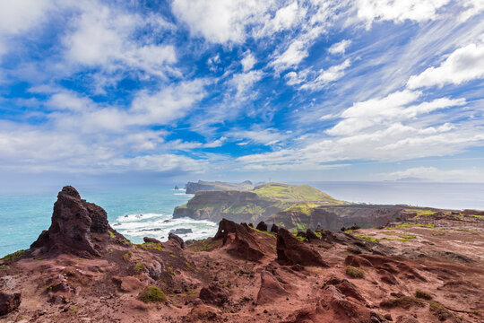 Colorful rock formations and coastline at Ponta de S�o Louren�o Madeira