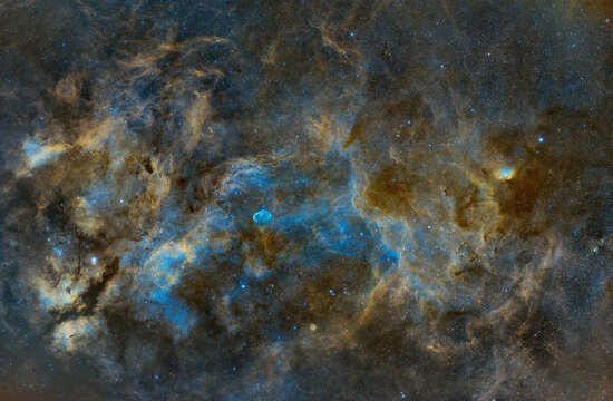 Deep space view of the Cygnus constellation and glowing nebula