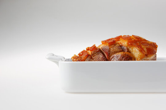 Roast Pork with Crackling in roasting tin