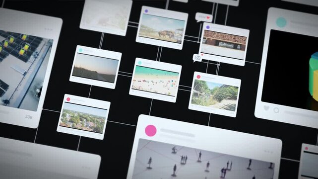 Worldwide Web Visualization with Interconnected Social Media Screens, Profiles and Online Content
