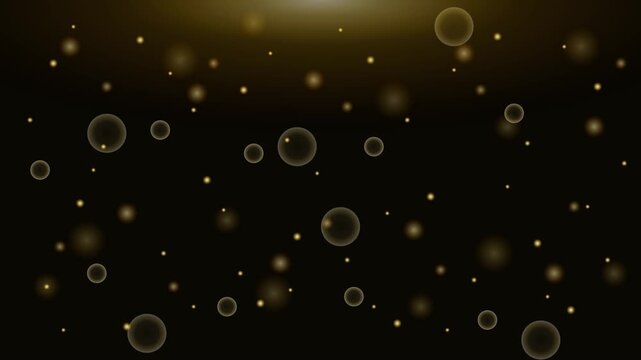 Sparkling Golden Bubbles and Light Particles Upward Motion Background
