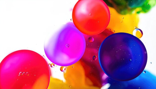 Colorful Abstract Spheres Floating in Liquid - A Vibrant Display.