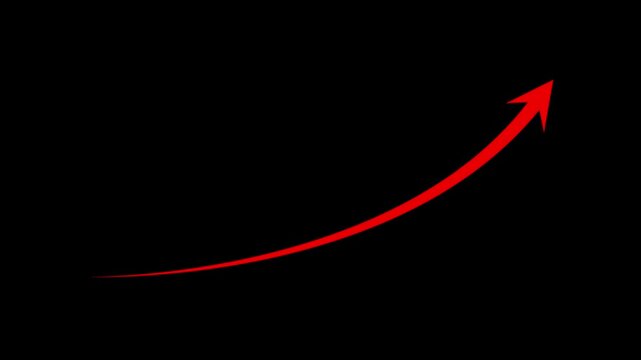 arrow rising transparent channel. Abstract arrow growth chart of economy icon animated.
