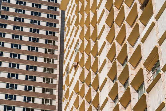 Geometric pattern on a historic building facade in Lisbon Portugal