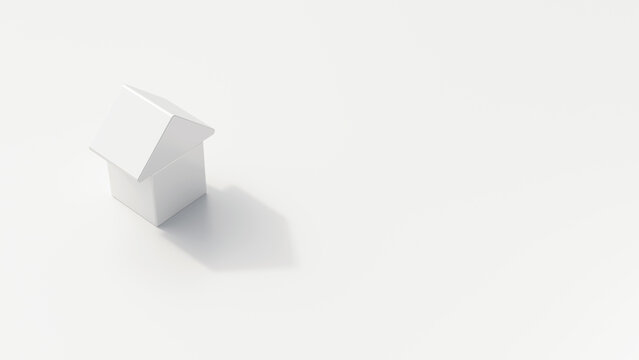 Single one-family house on white ground, 3D Rendering