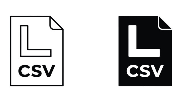 Csv file icons in white and black versions