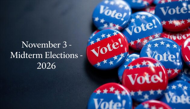 Vote buttons for the midterm elections on a dark background