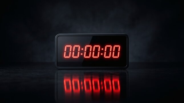 Digital clock displaying 00:00:00, symbolizing the start of an event, sale, or countdown.