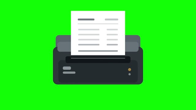 Modern black printers outputting verified documents on green screen