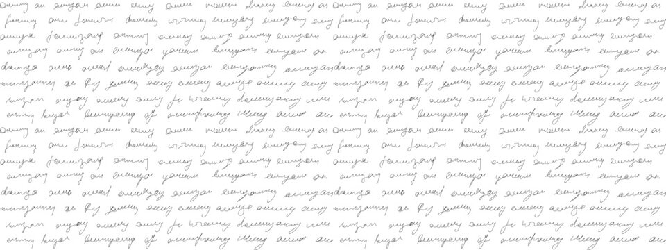 Script paper overlay with texture background and handwritten grunge letter. Text write pattern with vintage, antique or rustic signature message. Poetry paragraph or love poem realistic unreadable