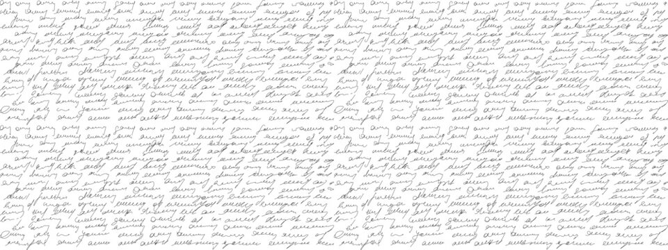 Script paper background with vintage text texture overlay. Old write pattern for letter with shabby handwriting doodle rough piece. Bad pen unreadable handwritten scribble message with love ephemera
