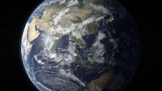 Earth Day view of planet Earth rotating in deep space