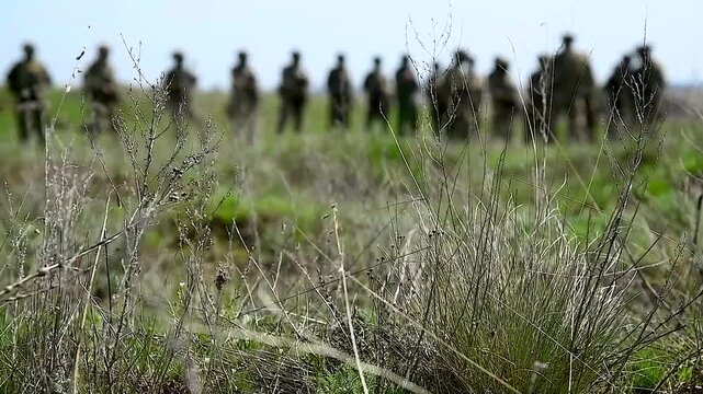 Modern Russian soldiers during training at the training ground