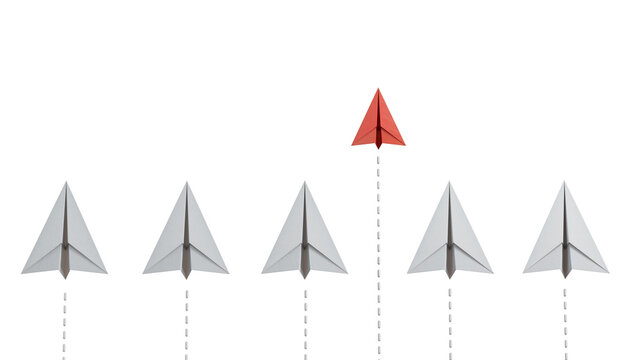Small business, Small and Medium Enterprise concept with small red paper plane.new ideas. paper art style. creative idea.Supports PNG files with transparent backgrounds.