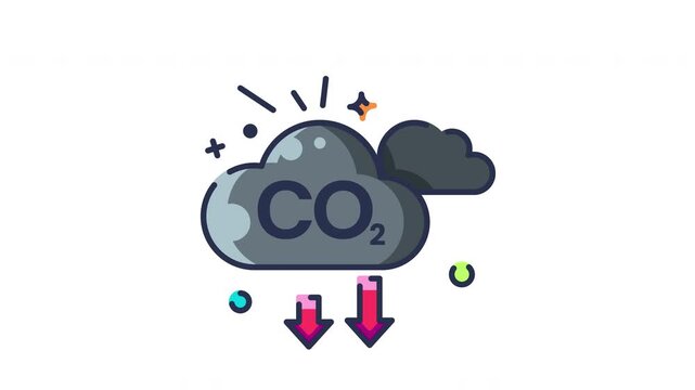 Carbon dioxide cloud with down arrows on transparent background