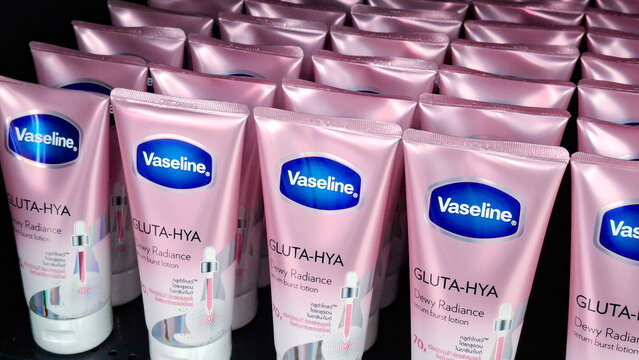 Vaseline Gluta Hya Dewy Radiance serum burst lotion pink tubes on September 30, 2026 in Bangkok, Thailand.