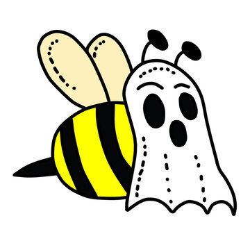 Cute bee character in ghost costume vector art