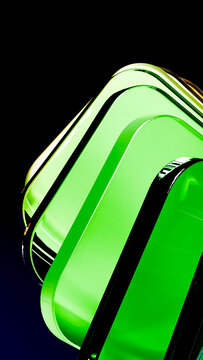 Stacked rounded green shapes in abstract digital illustration