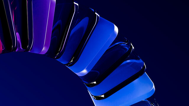 Abstract curved colorful glass shapes